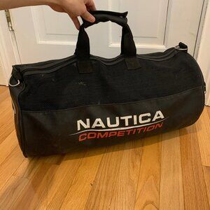 Vintage 90s Nautica Competition Duffle Gym Bag Red